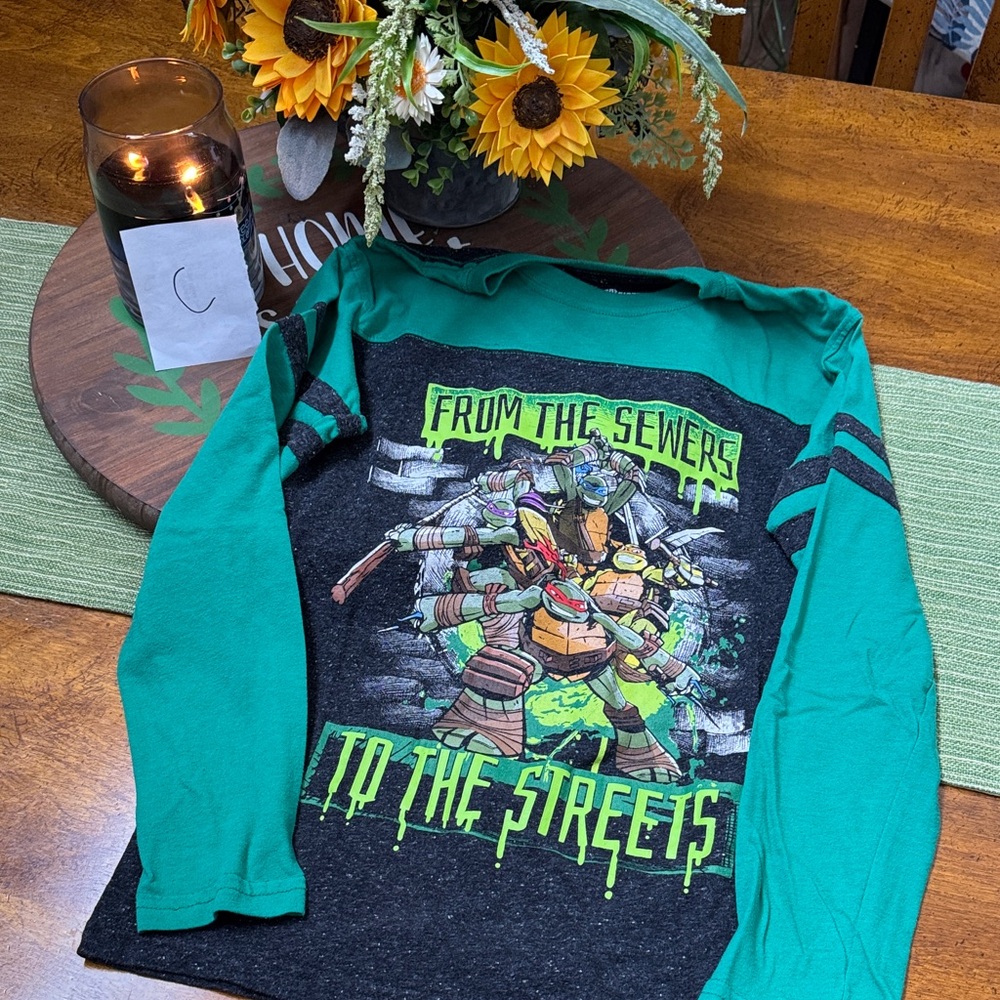 Nickelodeon Ninja Turtles Green and Black Long Sleeve Tee